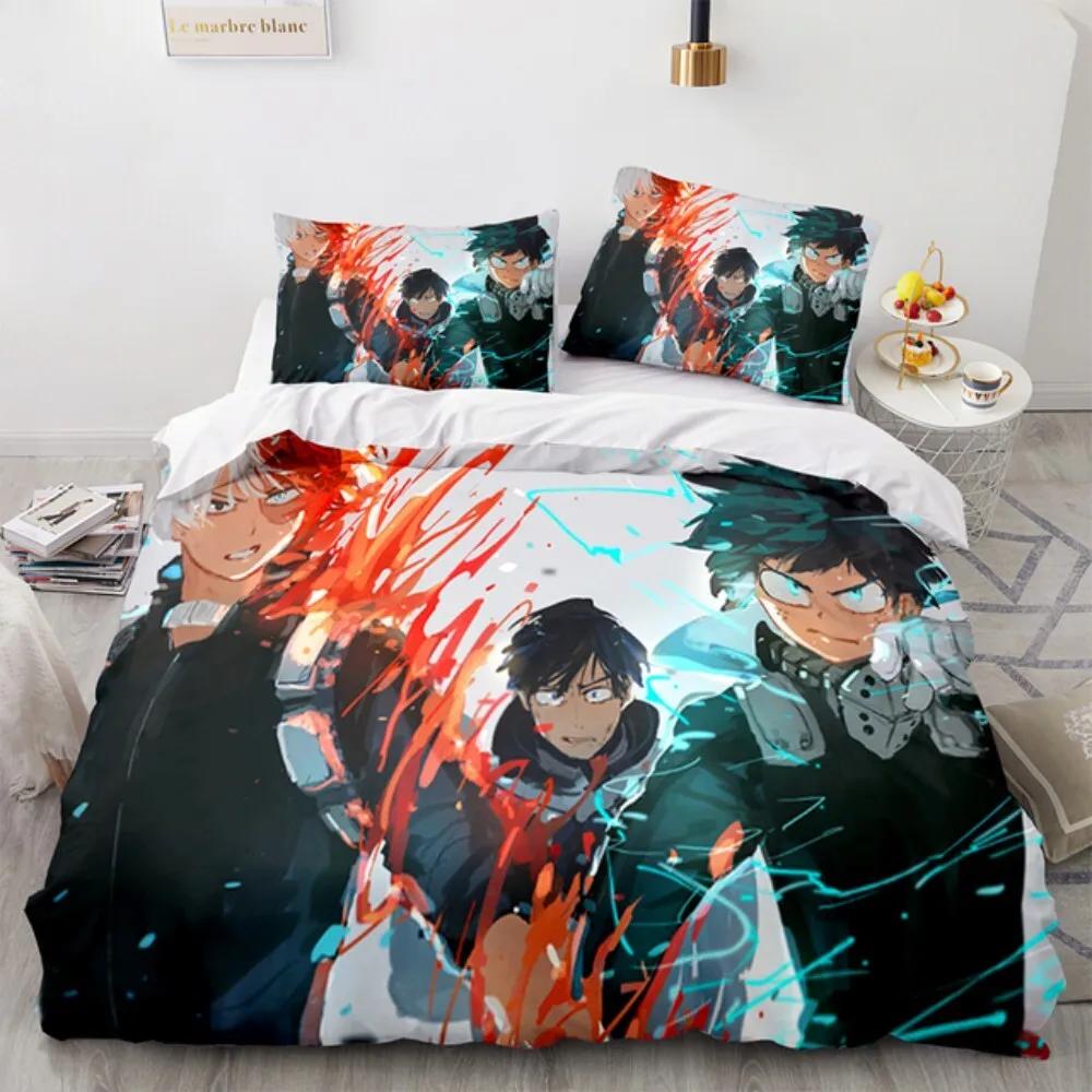 NEW My Hero Academia Anime Duvet Cover Set with Pillow Covers Polyester Teens Kids Bedding Set Full Queen King Size Bed Linen