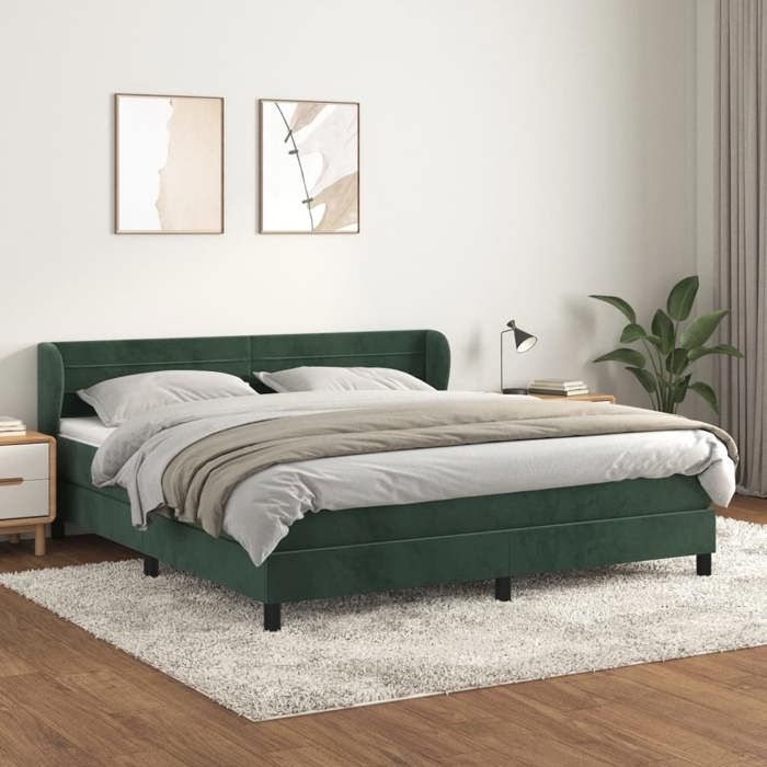 3127562 vidaXL Divan Bed and Mattress Dark Green 160x200cm Velvet