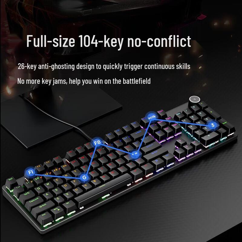 HP K10G 104-Key Wired Mechanical Gaming Keyboard