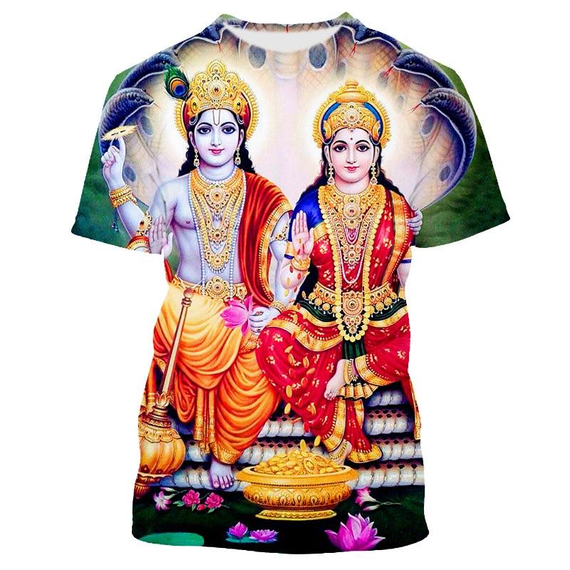 Moda Estiva Nuovi T-shirt Grafiche India Shiva Per Uomo Tendenza Casual Personalità Stampati Oversize Girocollo Manica Corta Magliette Top