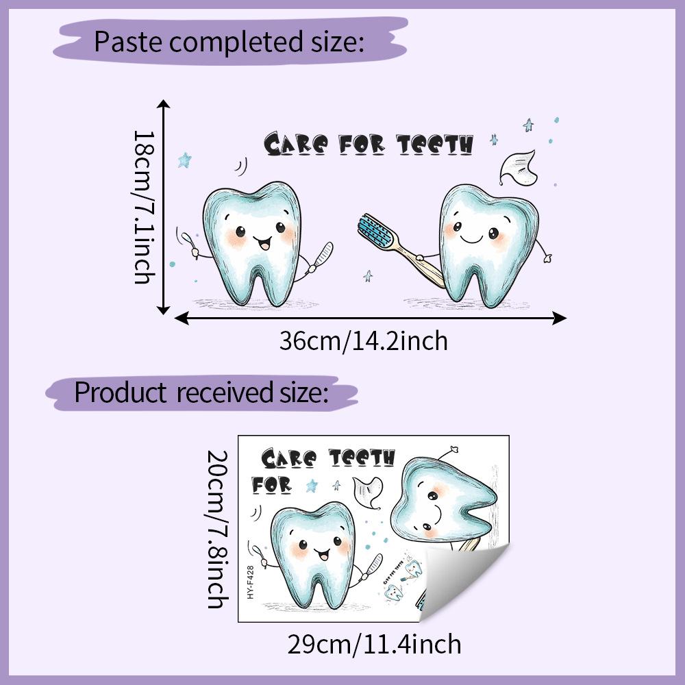 Cartoon Tooth Design Wall Sticker Pvc Waterproof Easy To Tear And Install For Bathroom Bedroom Washbasin Home Decoration