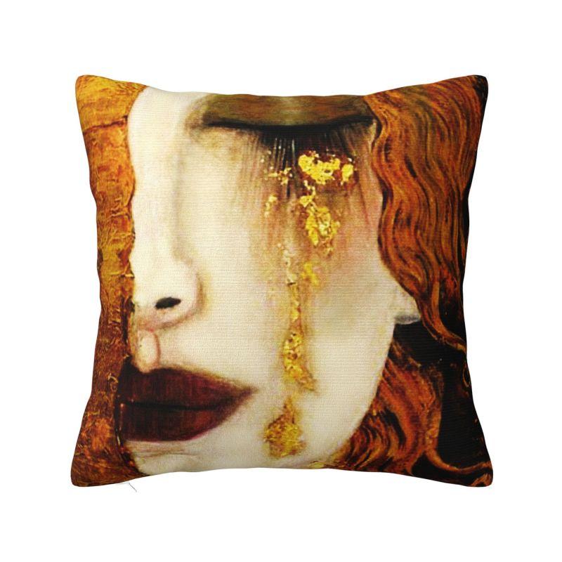 Modern The Kiss By Gustav Klimt Sofa Cushion Cover Polyester Painting Art Throw Pillow Case for Living Room