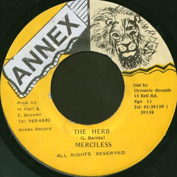 

7inch Record MERCILESS - The Herb NONE Annex Jamaica Reggae, Ska & Dub Used