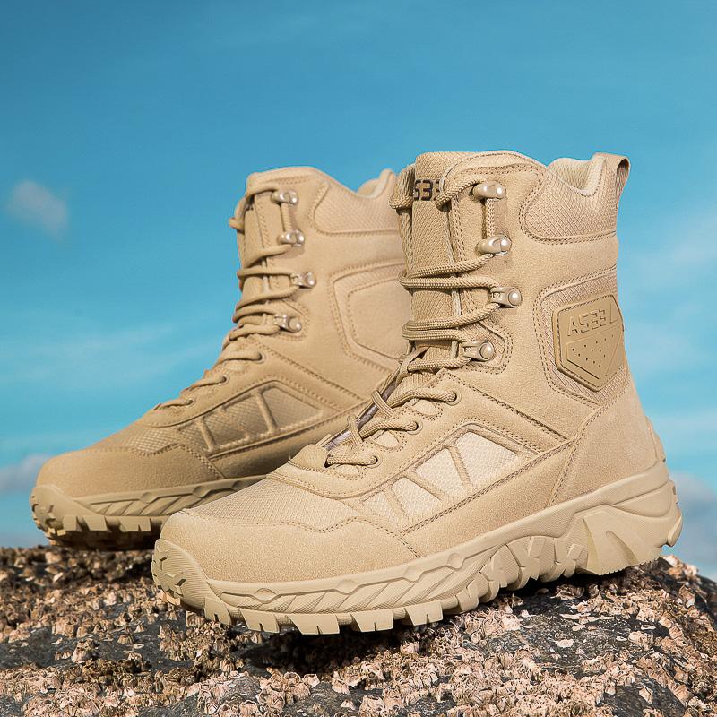 Men's Climbing Shoes Tactical Boots Waterproof Military High Quality Motorcycle Hunting Hiking Shoes Breathable Boots