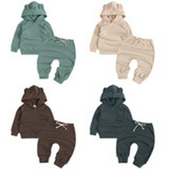 2026 Autumn Korean Style Hooded Sweatshirt & Sports Pants Set for Boys and Girls