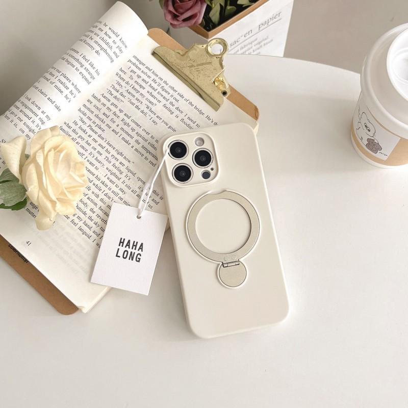 Liquid Silicone Phone Case IPhone 16 Pro Max With 360 Rotating Kickstand Shockproof Magnetic Support