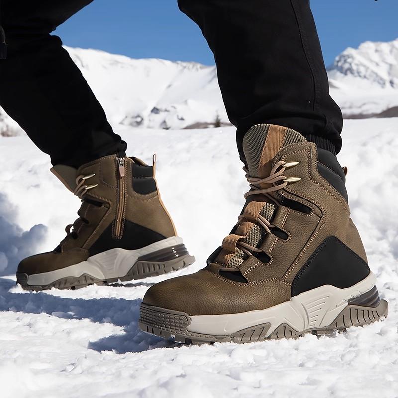 TUINANLE Men Snow Boots Plush Warm Winter Cotton Shoes Non slip Outdoor Hiking Sports Sneakers Ankle Booties Unisex