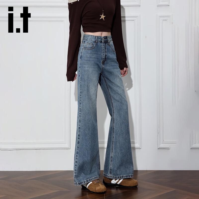 izzue it Women's High-Waisted Slim Fit Flared Denim Jeans