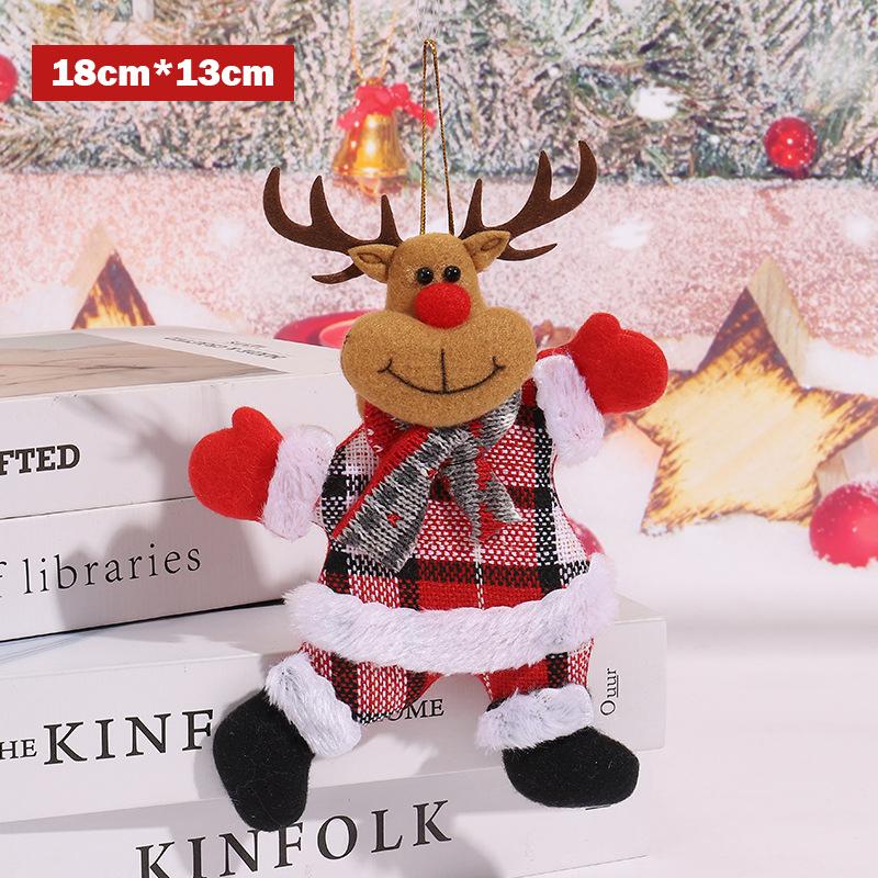 18cm×13cm Christmas Decorative Pendant Christmas Little Doll Santa Claus Snowman Deer Bear Fabric Doll Small Pendant Gift