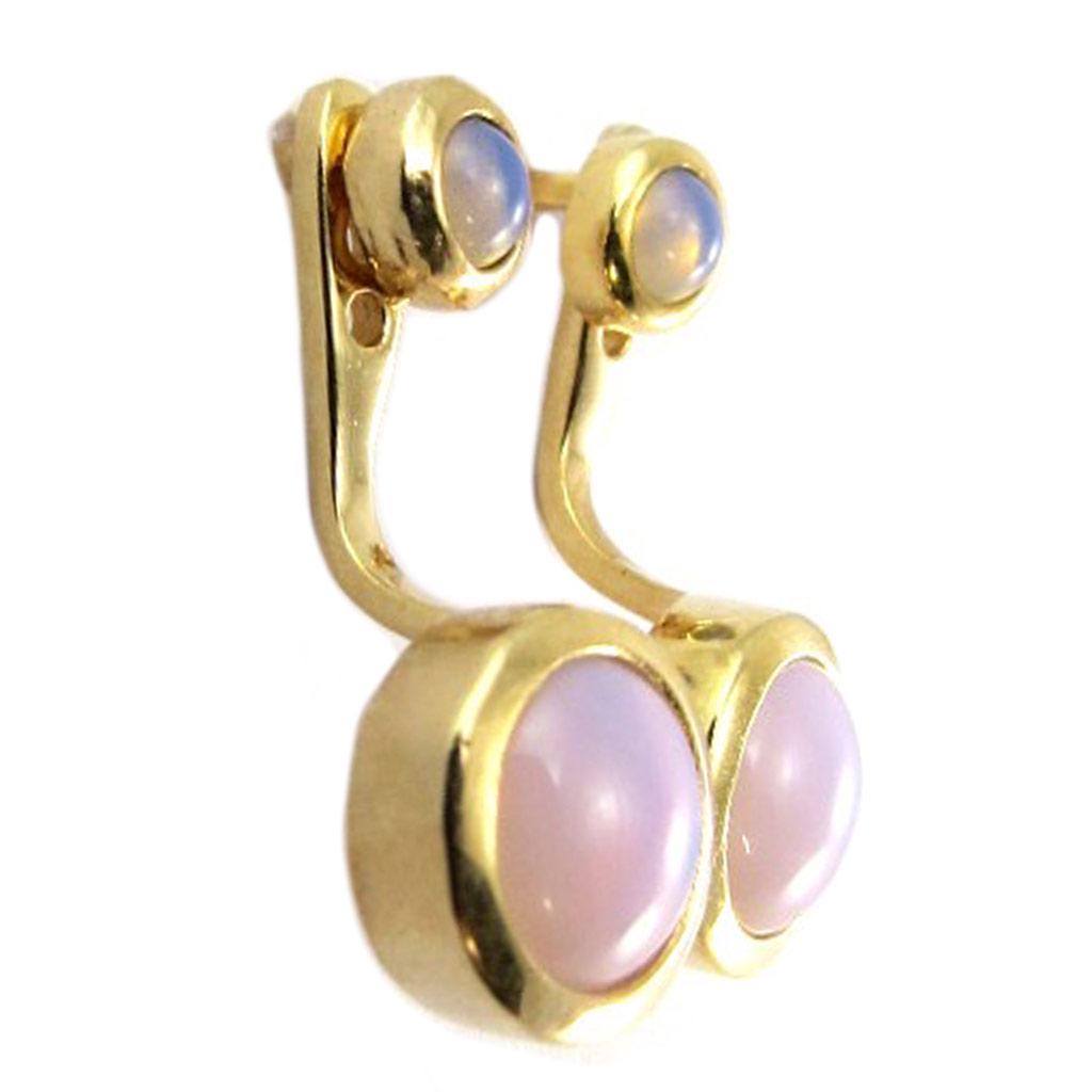 Les Trésors De Lily [P9291] - Rose Gold 'Princess Opal' Gold-plated Lobe Contour Earrings - 4 and 7 Mm