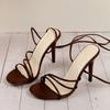 Summer New Cross Strap Slim Heel High-heeled Sandals Large Size Fashionable Banquet Elegant and Comfortable Sandals for Women's