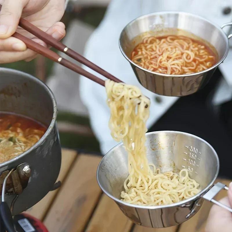 1pc-Outdoor 304 Stainless Steel Folding Bowl Picnic Rice Bowl Barbecue Mountaineering Water Cup Camping Portable Cooker