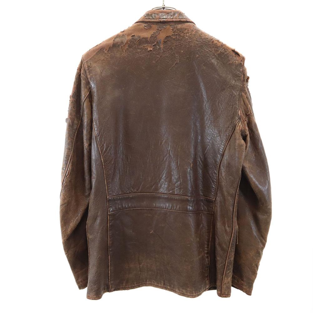Lawton 40s Vintage U-shape leather jacket 34 Brown TALON ZIP Men's Used