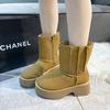 Women's Large Size Thick Sole Winter Warm Fur One Snow Boots Padded Lined Ankle Boots Anti-slip Hiking Casual Sports Cotton Boots Martin Boots