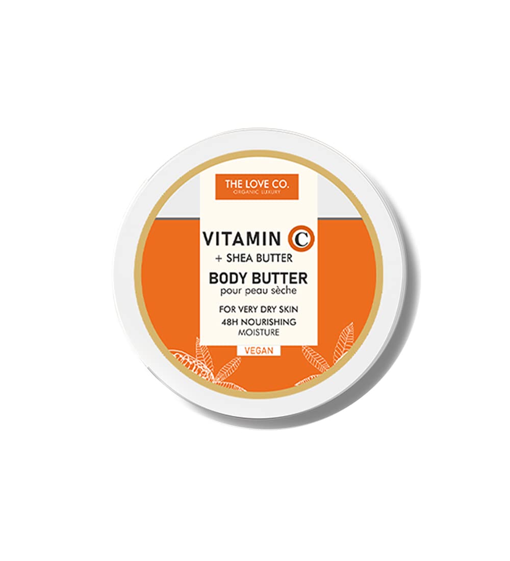 THE LOVE CO Vitamin C Body Butter - Hydrating Body Cream with Shea Butter - Anti-Aging Body Butter Cream For Smooth, Soft Skin - Non-Greasy Cream w