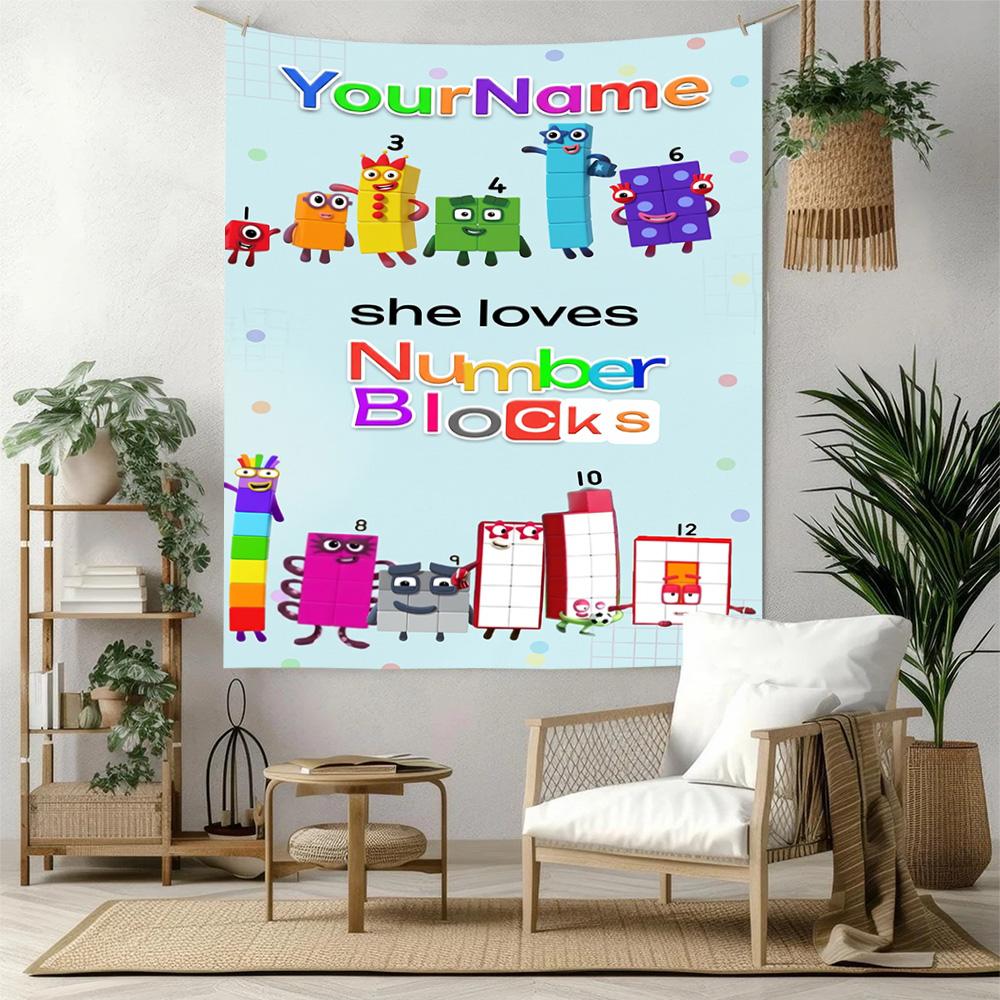 Numberblocks Custom Your Name Wall Decor Tapestry Art For Pet Memorial Birthdaywedding Party Backdrop Family Gift