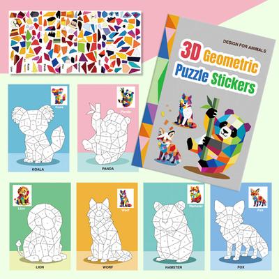 DIY 3D Geometrisches Puzzle Aufkleber Cartoon Tier Aufkleber Puzzle Tragbar Collage Aufkleberbuch Aufkleber Spielzeug Geschenke Kinder Kinder