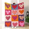 Colorful Patch Heart-Shaped Flannel Blanket Soft Warm And Romantic Multi-Pattern Design Bedroom Or Living Room Decoration a Co