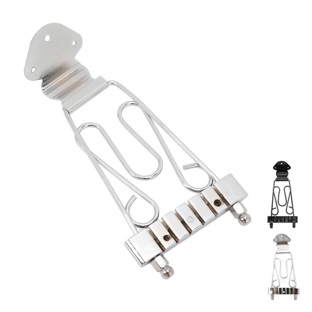 6 String Trapeze Tailpiece with Screws Height Adjustment Open Frame Bridge Tailpiece for Archtop Jaz