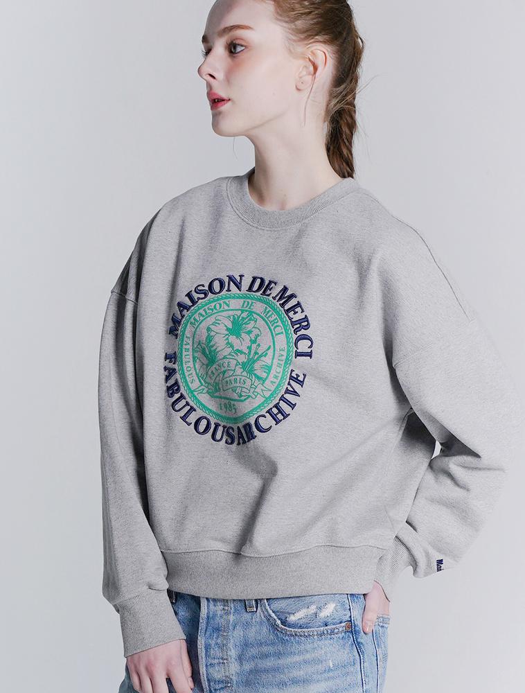 LA MAISON STUDIO Women'S Crop Maison Leris Hidden Logo Sweatshirt Melange Grey (Fcd1Ts201W)