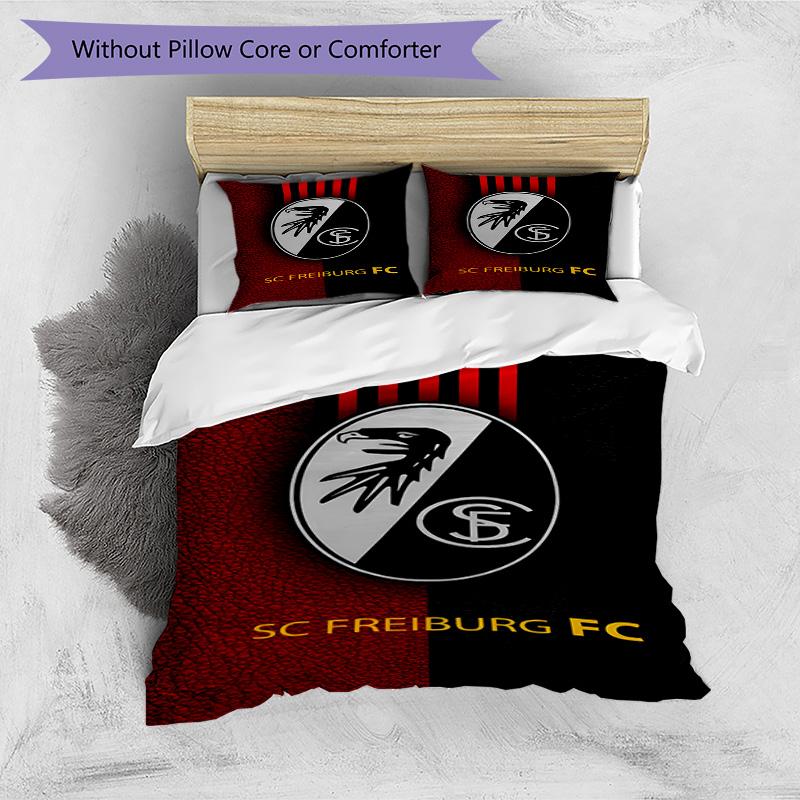 3pcs Duvet Cover Set (1*Duvet Cover + 2*Pillowcase, Without Core), SC Freiburg Print Bedding Set, Bedroom Decor, All‑Season, Birthday Gift