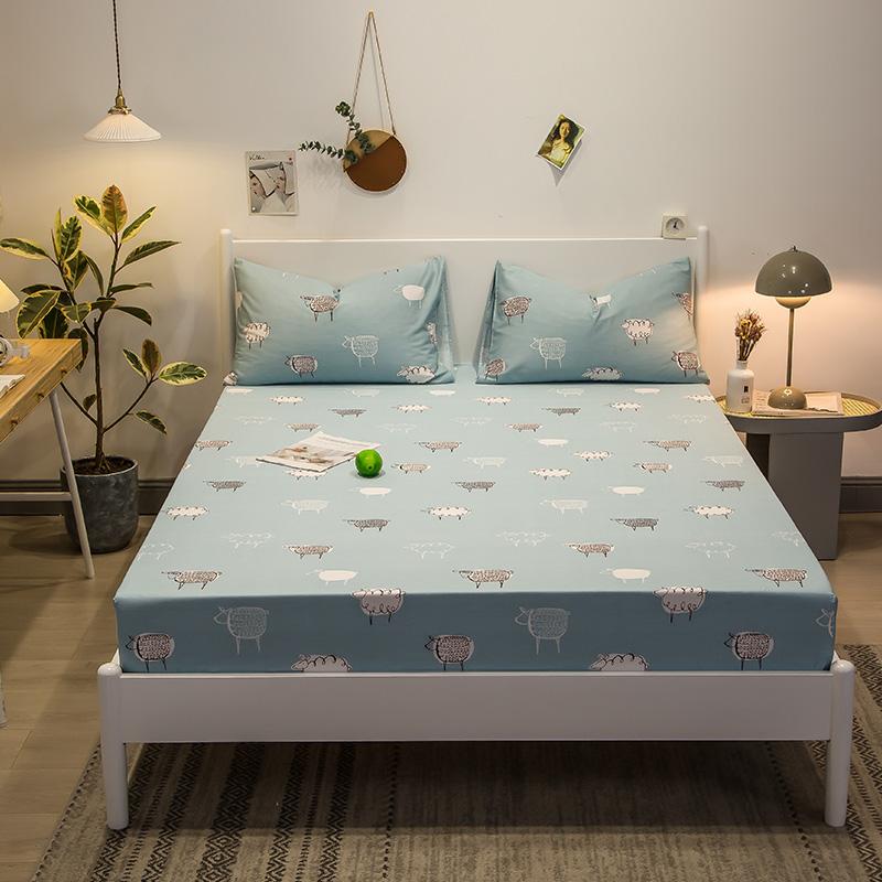 Colorful Floral Fitted Sheet Set 100% Cotton Bedding Set 3Pcs Bed Cover Pillowcases Skin-friendly Breathable Bedroom Decor