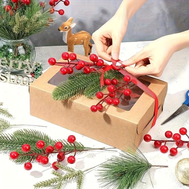 16Pcs Christmas Decoration Artificial Pine Needle Berry Bouquet for Home Decor Xmas Tree 2026 New Year Navidad DIY Gift Ornament