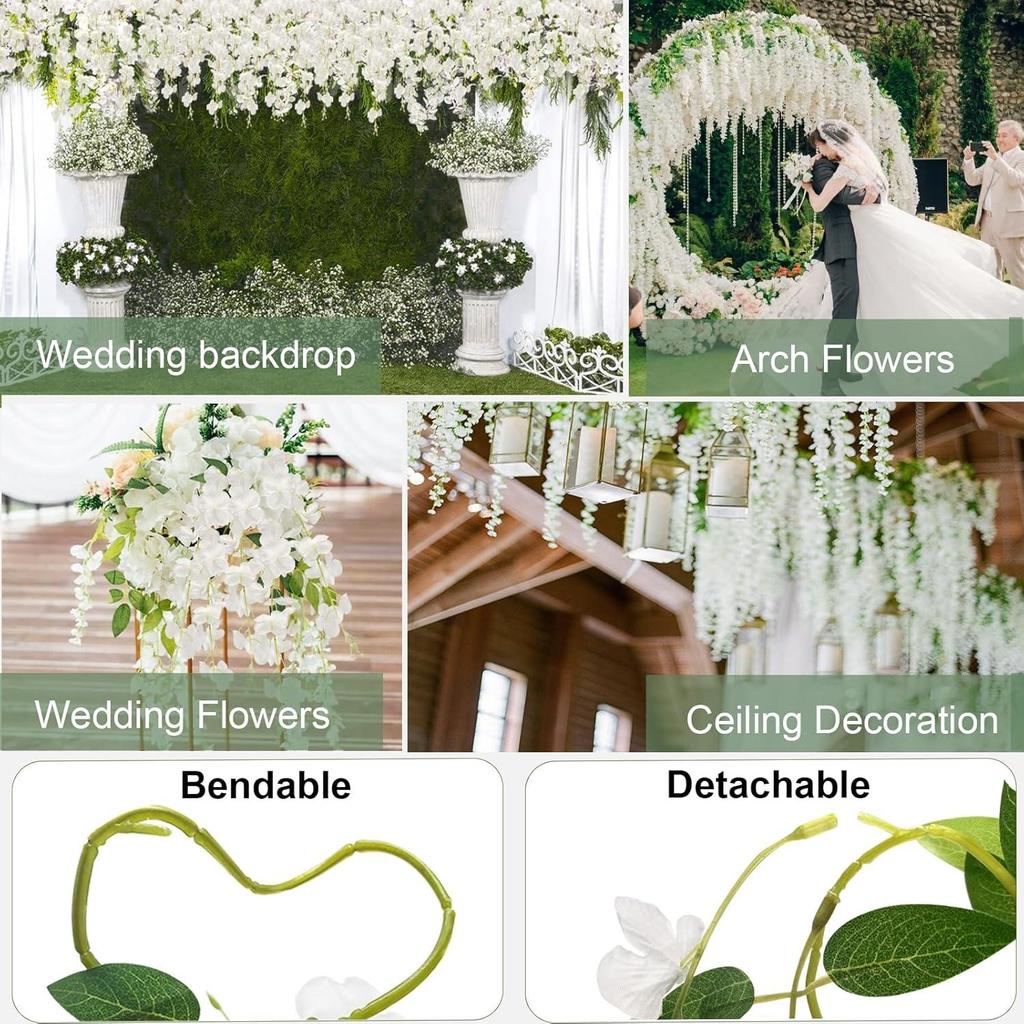 12pcs Thick Wisteria Flowers Fake Wisteria Hanging Flowers Artificial Wisteria Flowers Ceiling Flower Plants Exterior Decoration