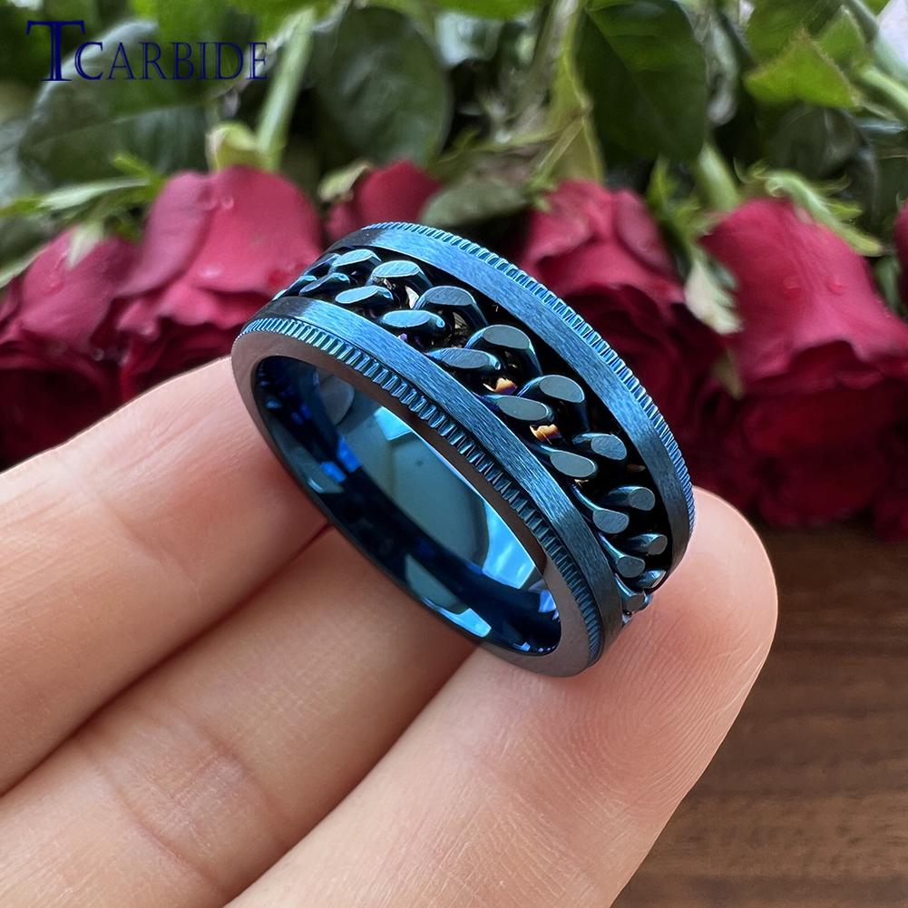 Dropshipping 8mm Stainless Steel Chain Ring Stepped Brushed Rotated Men Women Special Gift Jewelry For Festival