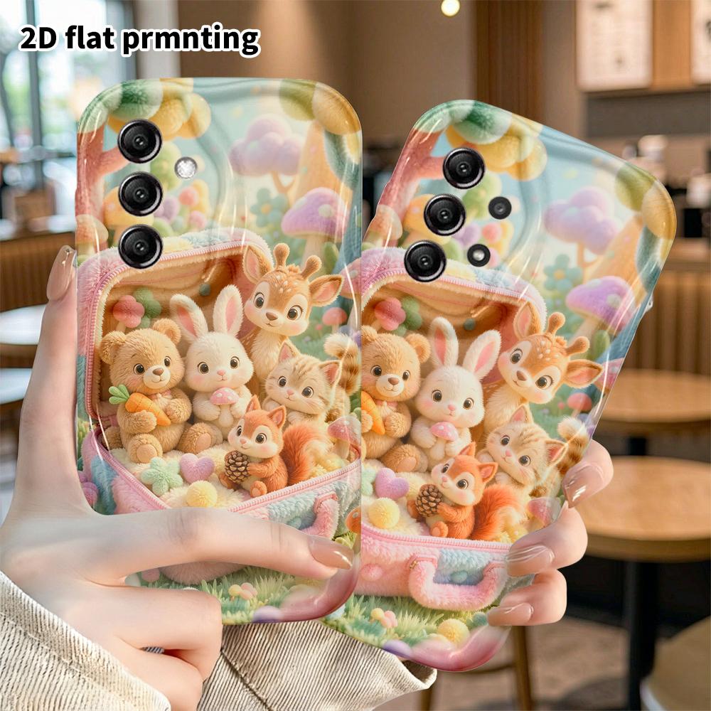 Phone case: 2D flat, suitable for Samsung Galaxy A34 A35 M05 M06 S20 S22 S21 FE Plus 5G, cute animal party, perfect holiday gift for Christmas and Hal
