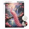 This Pearl Painting Kit Features 5D Pink Peacock and Roses Mosaic Art Style for Home Wall Decoration.
