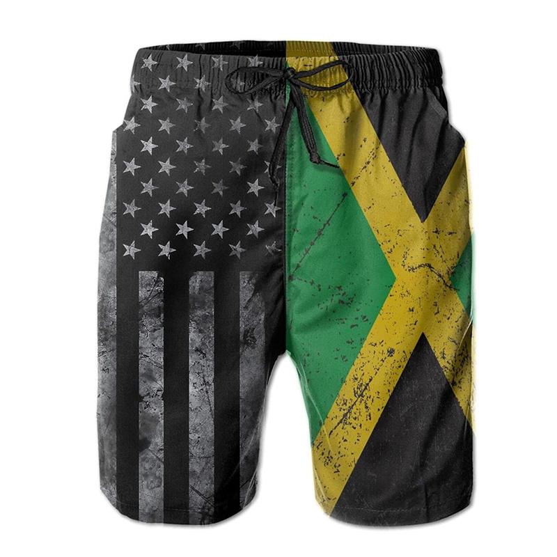 Costume da bagno da uomo con stampa 3D della bandiera giamaicana Moda Estiva Pantaloncini da Surf da Spiaggia Giamaica Asciugatura Rapida Sport Palestra Pantaloncini Corti