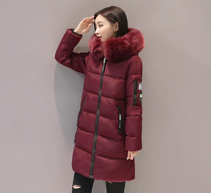 

Solid Color Zipper Front Coat, Casual Long Sleeve Quilted Warm Lightweight Hooded Cotton-padded Jacket Coat for Winter, Women s Clothing M бордовий
