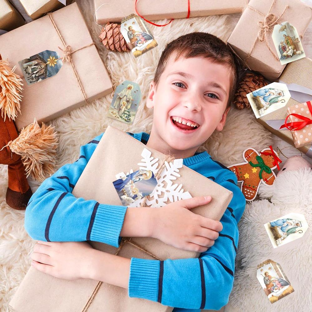 DIY Kraft Tags 60pcs Santa Claus Paper Cards Personalization Merry Christmas Tags  Home Decor