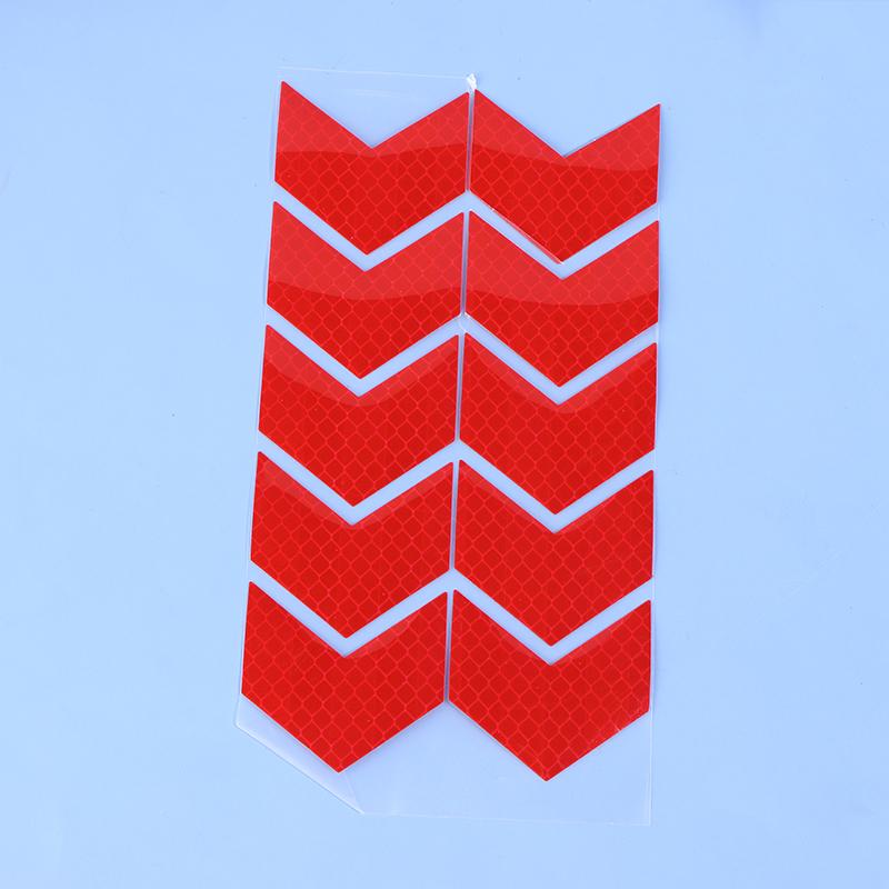 10 Piezas/Set Cinta Reflectante de Señal de Flecha Adhesivo de Seguridad de Advertencia Para Parachoques de Coche Maletero Reflector Cinta de Peligro Accesorios para Motocicleta