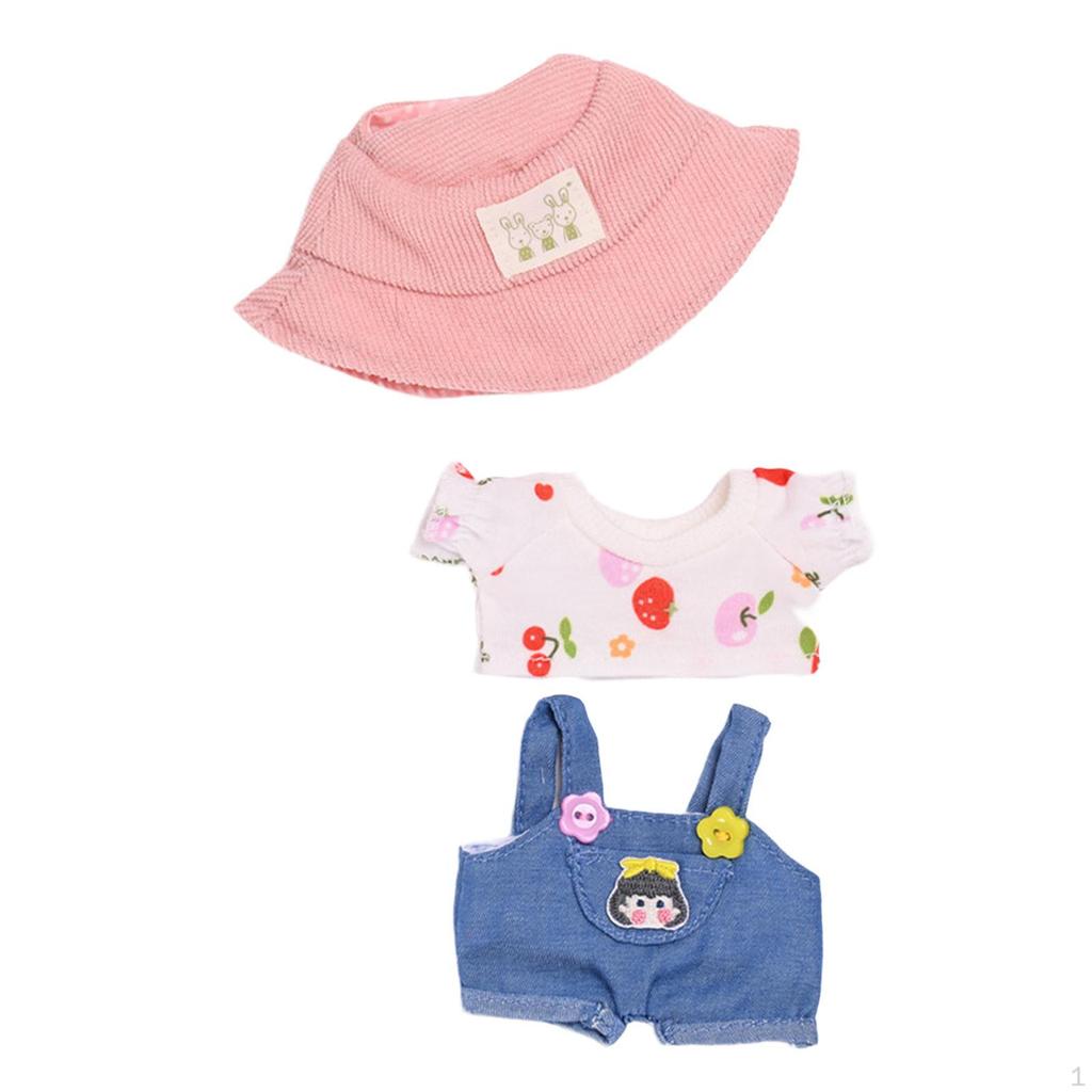 Doll Clothes for 15cm Plush Dress Up with Hat DIY Fashion Clothing Style A