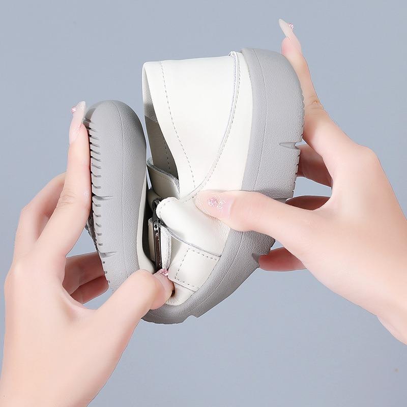 Little white shoes women's spring cowhide thick-soled women's shoes hollow lazy shoes soft-soled breathable casual shoes