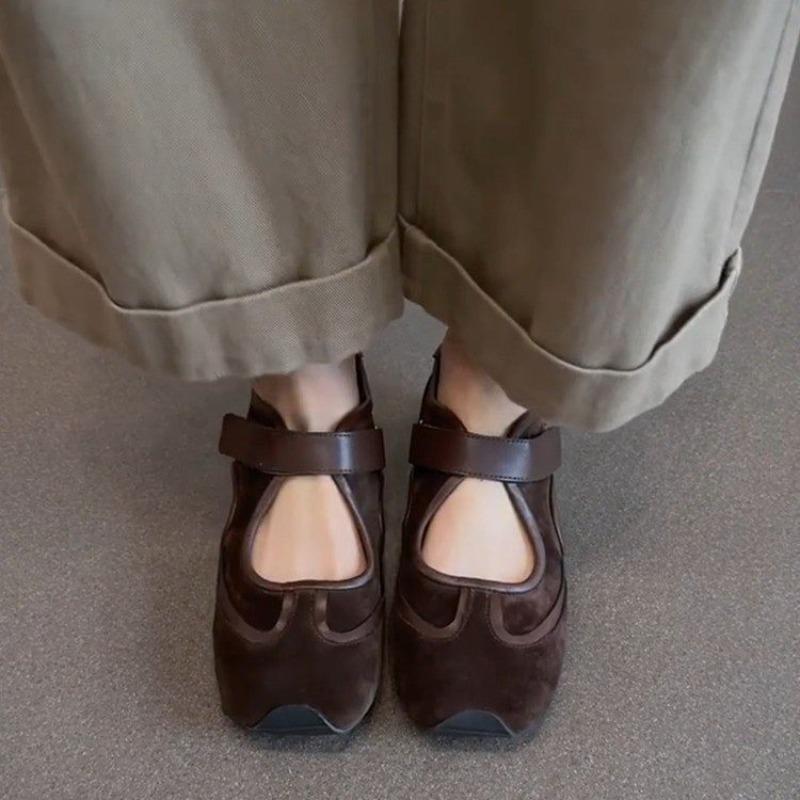 Soft Leather Casual Fashion Round Toe Shallow Mouth Mary Jane Shoes Women's Low Heel Versatile Lightweight Single Shoes