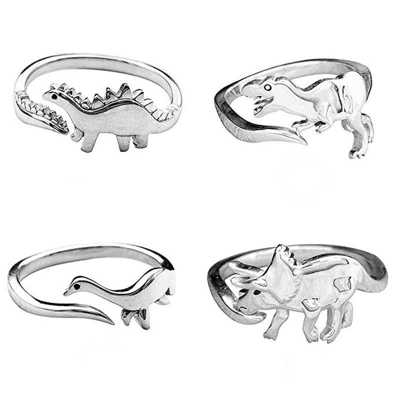 Vintage Dinosaur Rings for Lovers Charm Adjustable Opening Animal Rings Trendy Friendship Couple Jewellery Party Gift