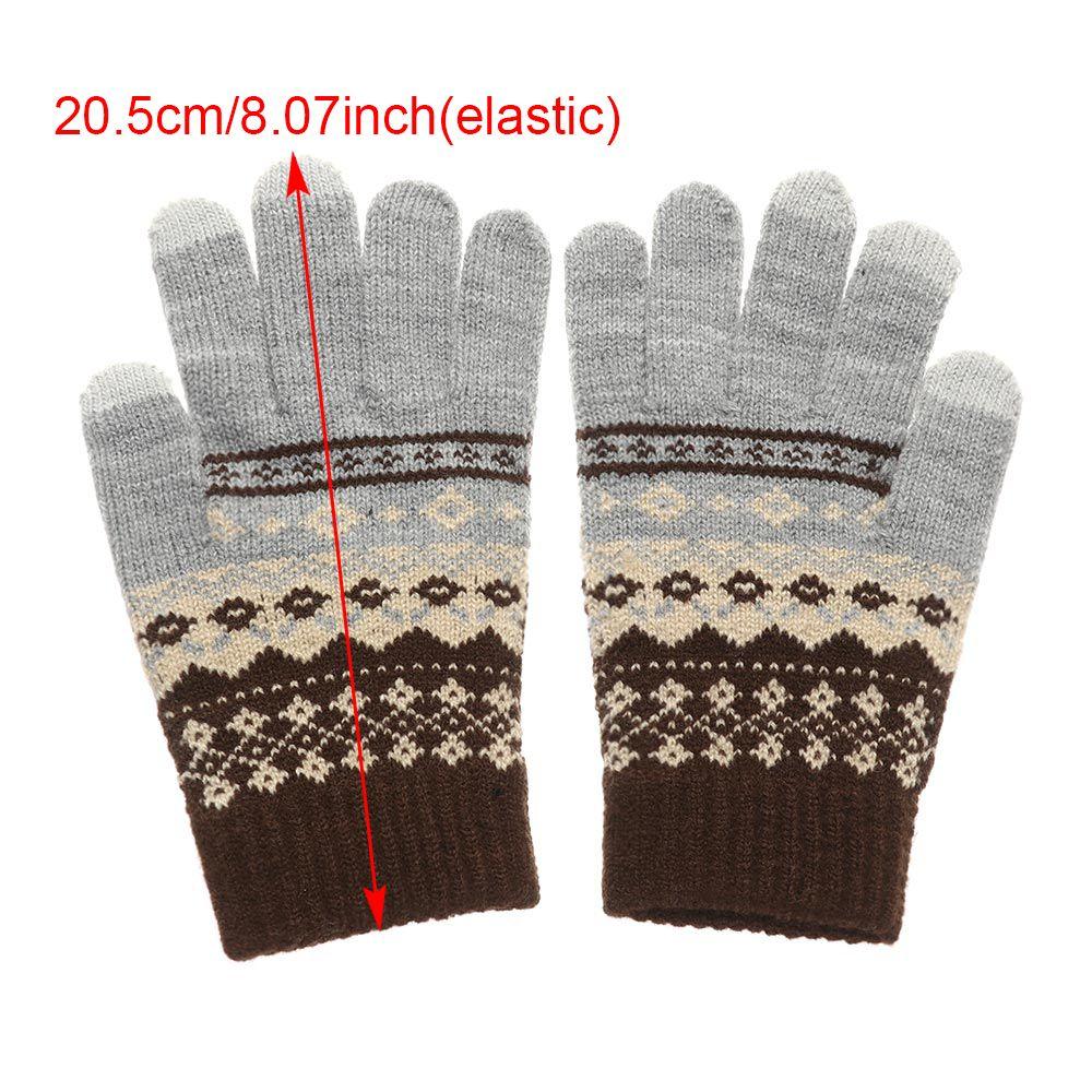 Women Men Thick Warm Touch Screen Mittens Knitted Full Finger Gloves Winter Gloves