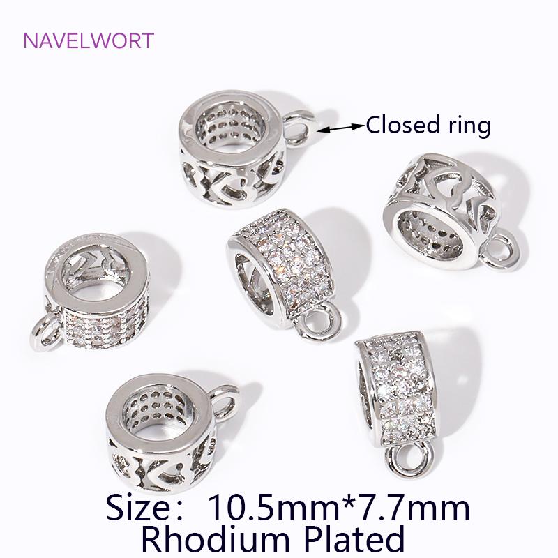 18K Gold Plated Brass Inlaid Zircon Round Pendant Bail Connector,Bailes For Jewelry,DIY Necklace Jewelry Handmade Crafts