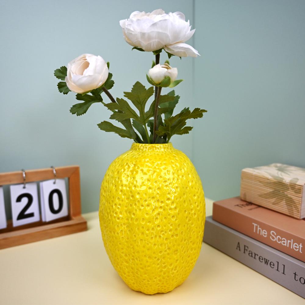Nordische Zitrone Keramikvase Ornament für Hydroponikblumen - Frisches Dekor Handwerk