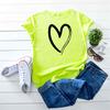 Fashion Female's Heart Pattern Print O-Neck T-shirt Short Sleeve Casual Cotton Tops