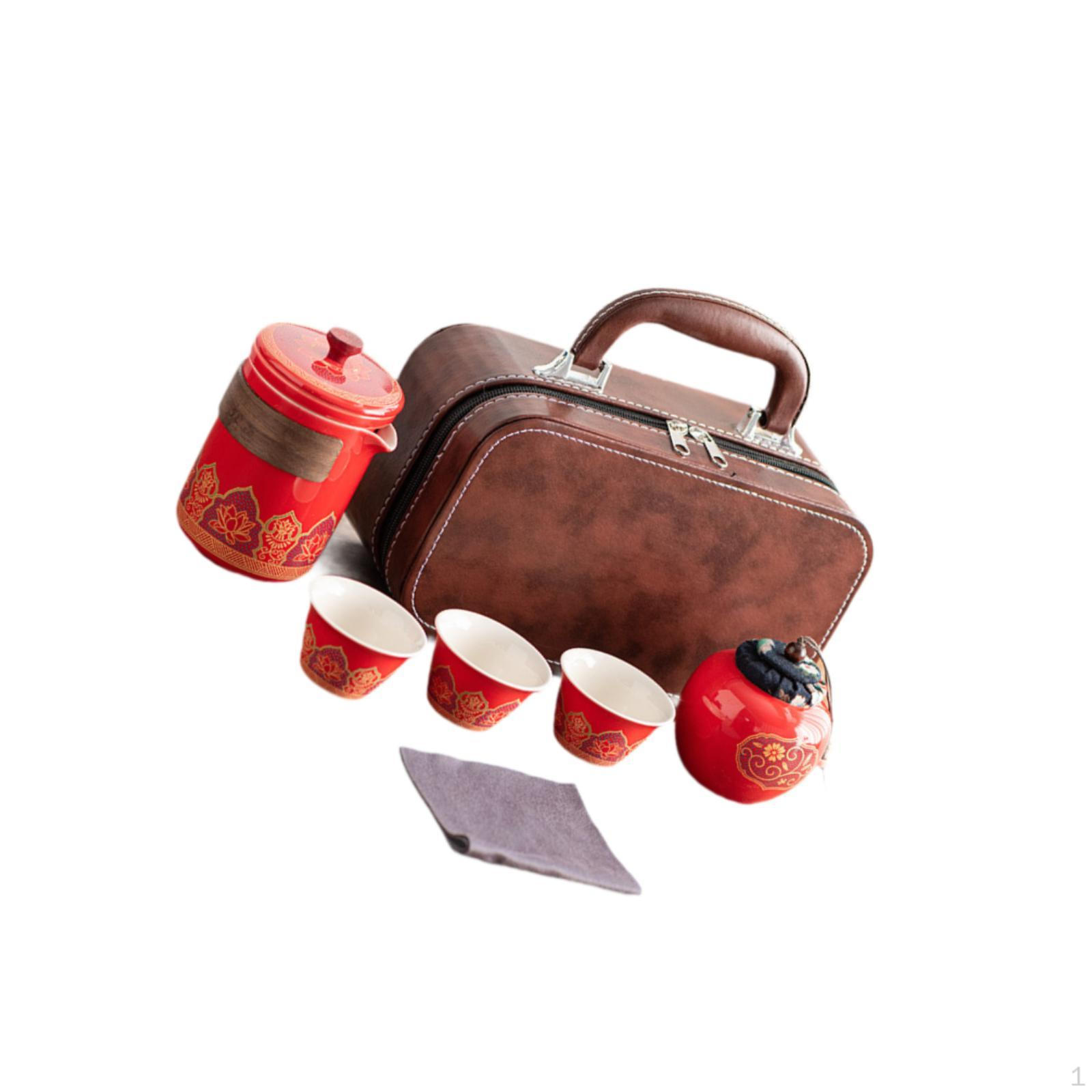 

Дорожный чайный набор со стильной сумкой для переноски красный