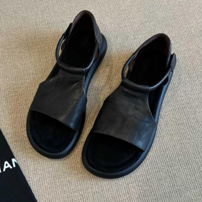 Roman Style Soft Bottom Thick Heel Summer New French Style Sandals Elegant Atmosphere Women's Shoes Rubber Sole Polyurethane Mat