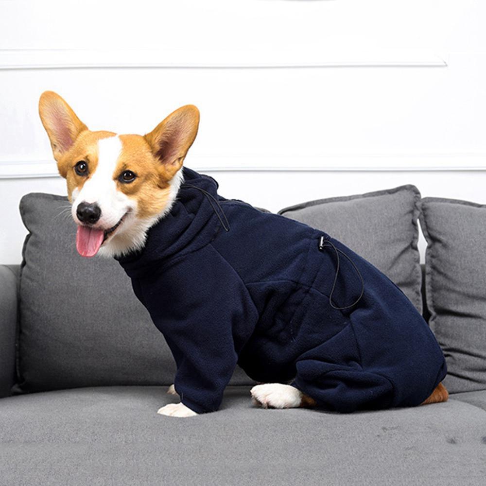 Vinter Hundkläder Fleece Pullover Pyjamas Husdjur Vindtät Jacka Onesie Jumpsuit Kläder Outfit för Små Medelstora Stora Hundar