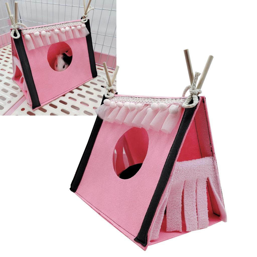 Hamster Hideout Tent Rabbit Rat Tunnel House Small Animal Tube Toy Warm Nest Habitat Pink