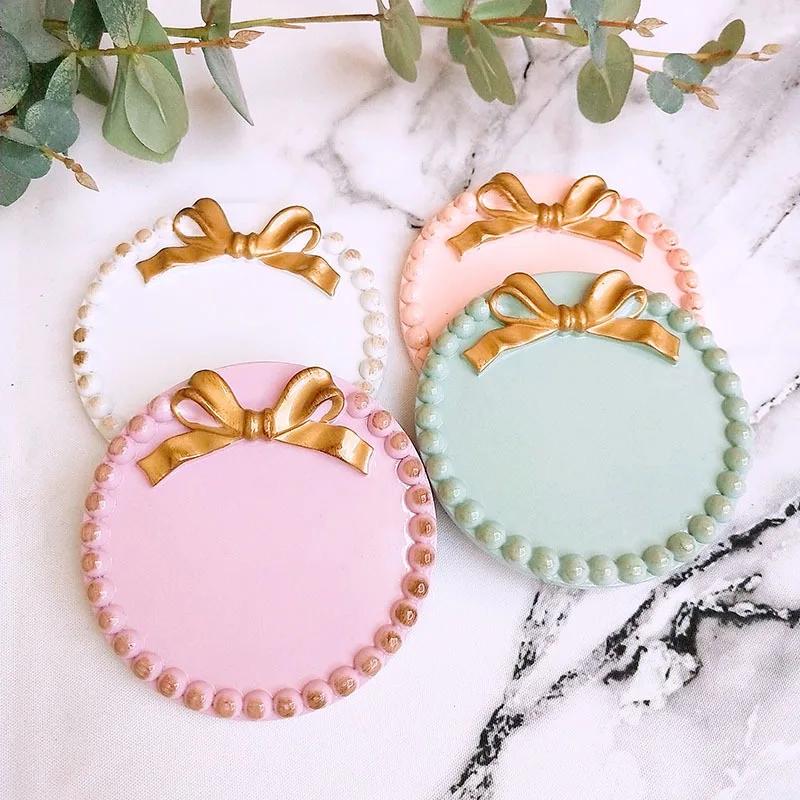 Retro Multicolour Fans You Super Cute Bowknot Small Tray Round Square Jewelry Plate Set   Decoration