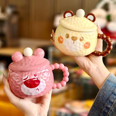 Mug Ours Mignon à l'Allure Élégante avec Couvercle pour Filles avec Tasse à Boire en Céramique Maison pour Couples Tasse à Café de Bureau