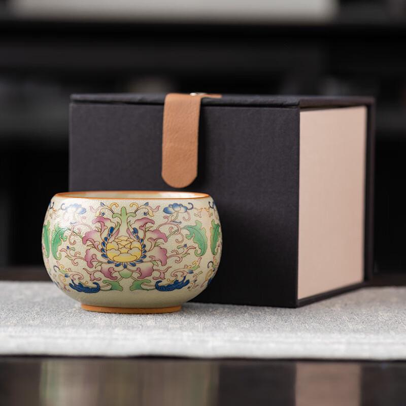 Zhuangluhua Enamel Golden Lotus Ceramic Master Tea Cup